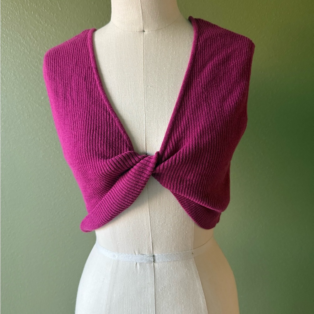 Wild Fable Magenta Twist-Front Sweater